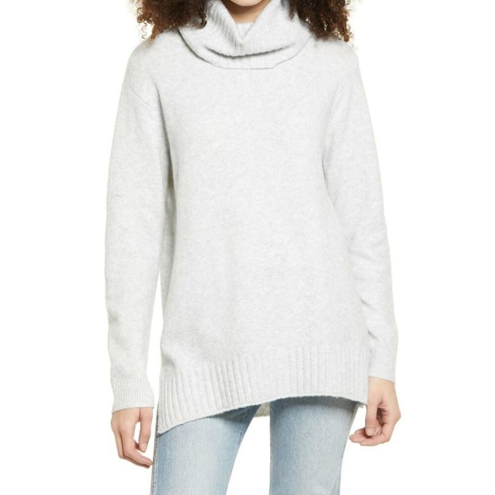 BP.‎ Women's Longline Turtleneck Sweater in Grey Light Heather Medium MSRP $39